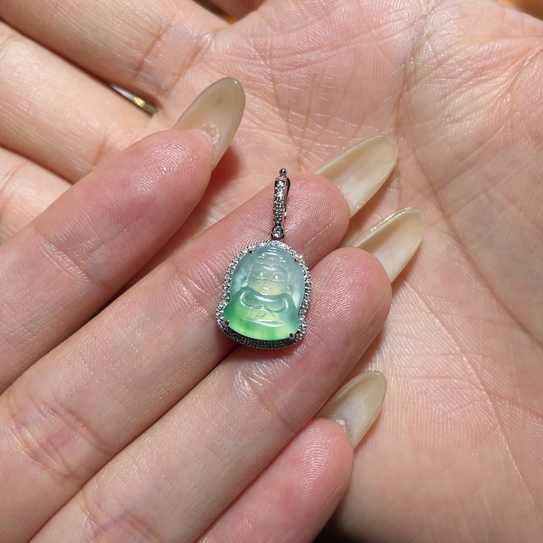 i***橘翡翠18K金镶嵌吊坠(不含链)