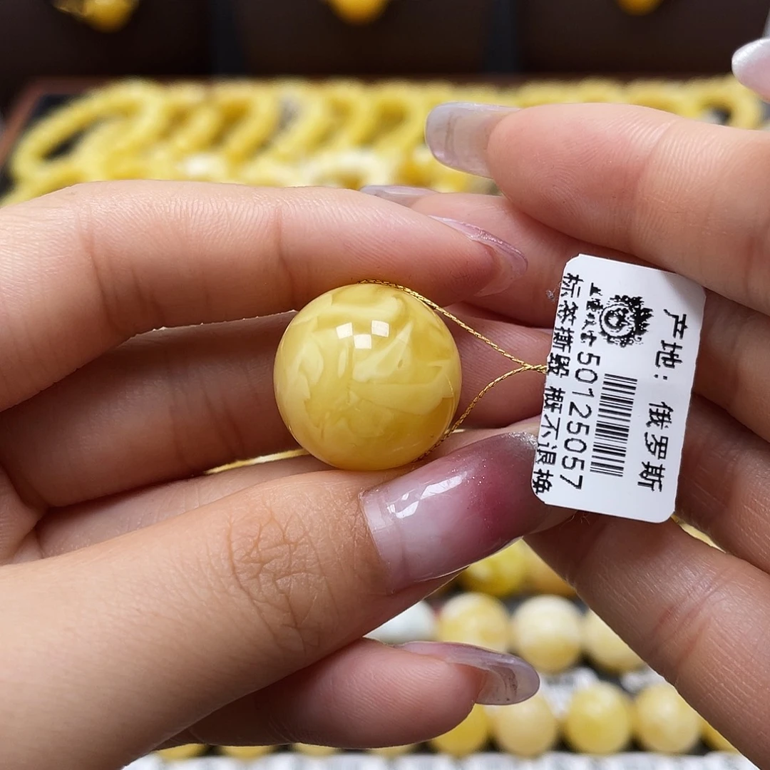 蜜蜡裸石未镶嵌圆珠19.3mm