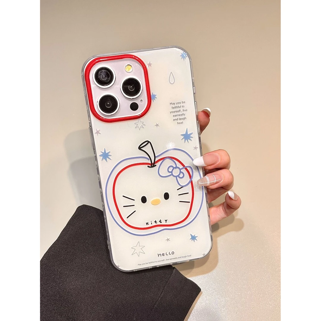 苹果线条kt猫适用苹果13手机壳软iphone16pro/15小米vivo华为oppo