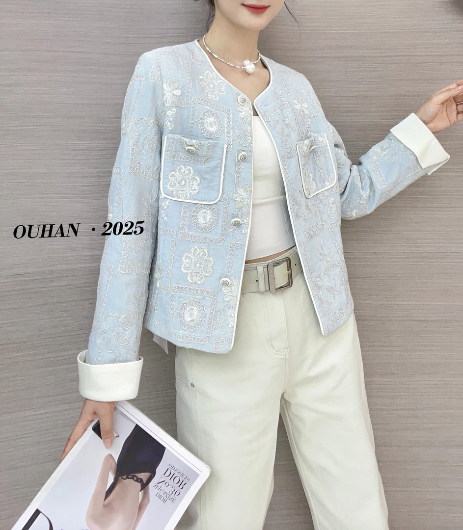 短外套复古牛仔女装上衣时尚百搭绣花轻奢