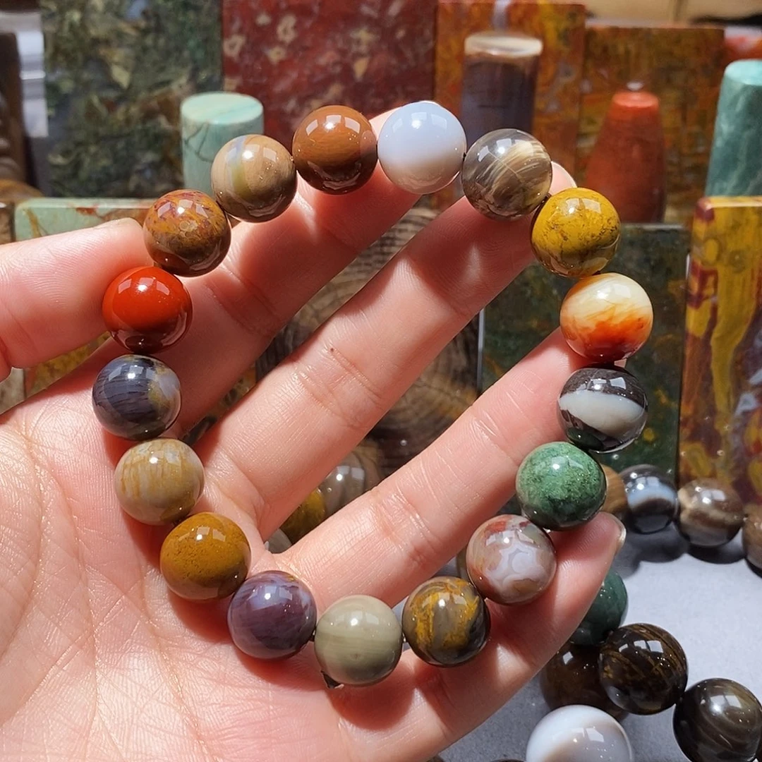 杨***杨硅化玉未镶嵌天然北票硅化玉手串卡13.5