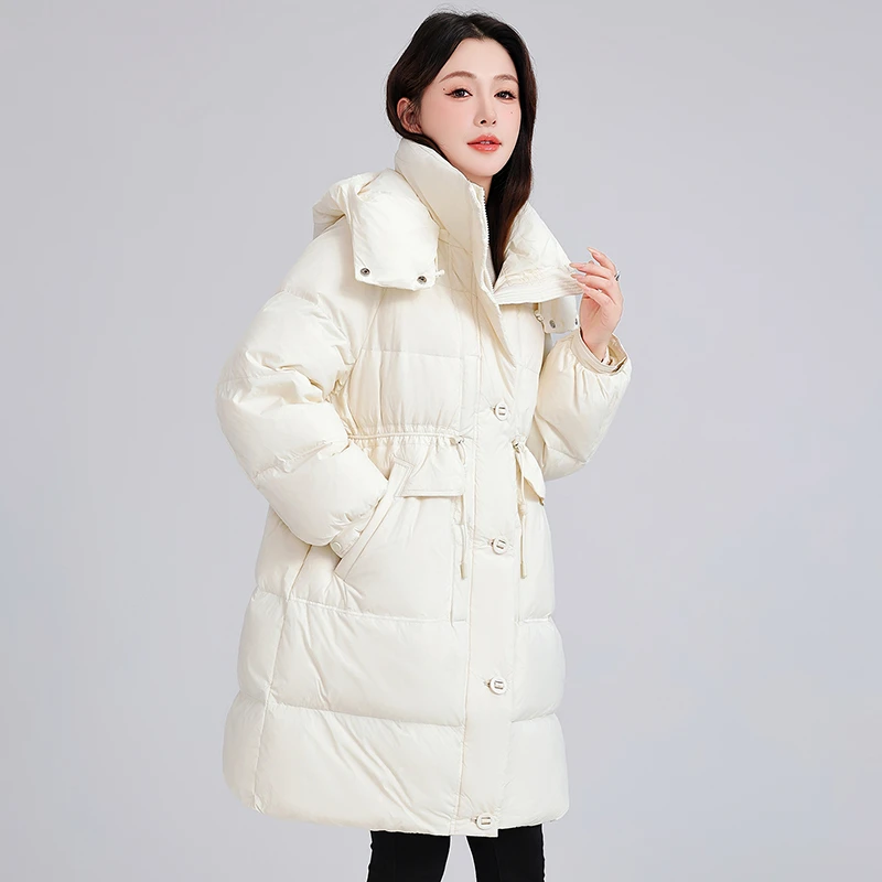 清仓新国标90白鸭绒中长款羽绒服女冬季防寒保暖