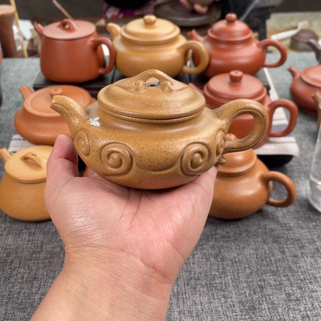 紫砂茶壶黄金段仿古如意全手30目170