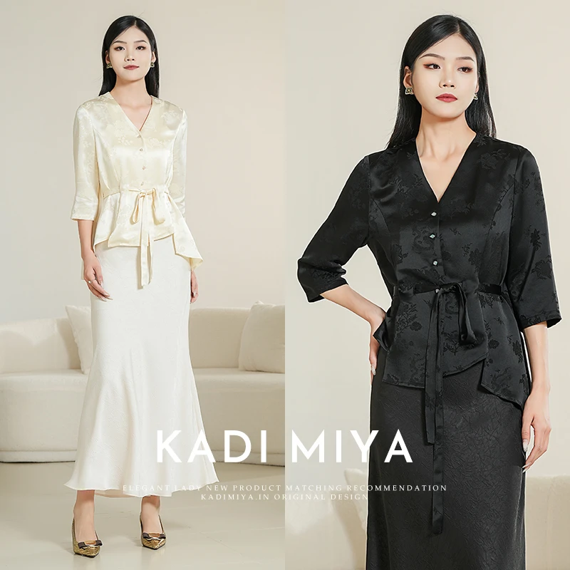KADIMIYA“云龙潇潇”新中式收腰复古提花短外套七分袖时尚高级感