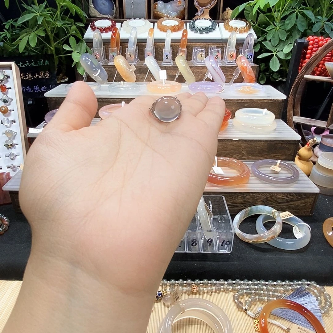 霸***装玛瑙/玉髓银S925镶嵌戒指