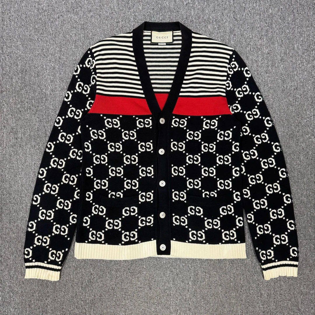 99新 GUCCI/古驰 13142016 nz Gucci古驰老花双G拼接针织开衫 M码