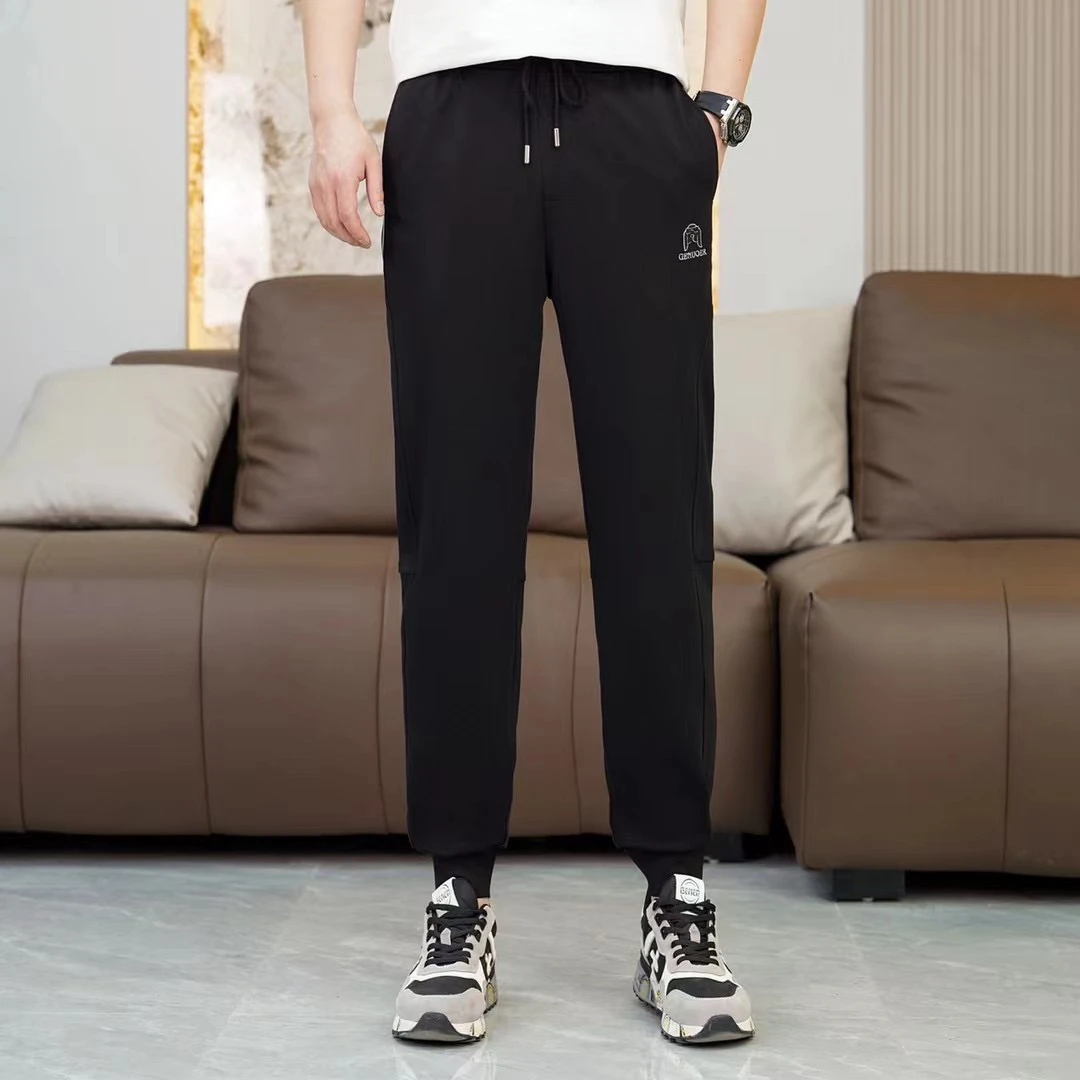 戈诺尔男士松紧腰松紧裤黑色运动春夏潮流