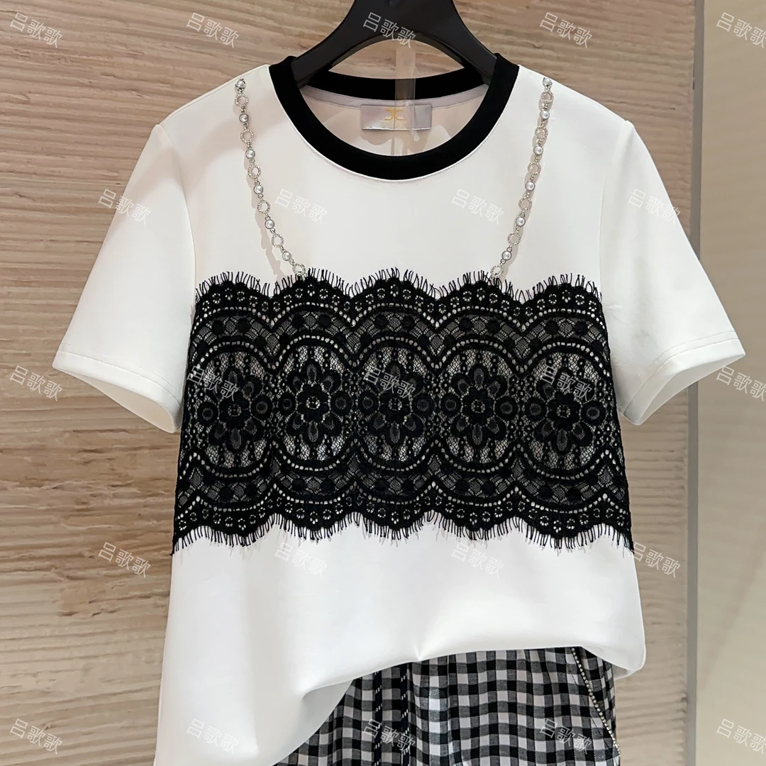 【宠粉价】夏季蕾丝拼接套装裙两件套大码微胖显瘦套装裙TZ-60