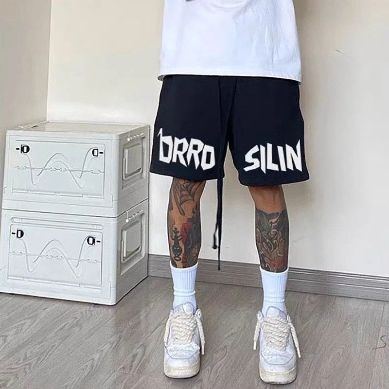 百搭潮牌篮球运动裤男夏季美式国潮字母休闲裤子宽松阔腿直筒中裤