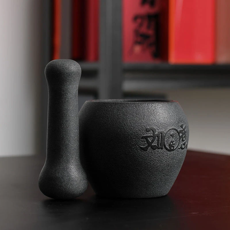 石臼天然乌金石捣蒜泥器手动擂钵研磨压蒜器家用蒜臼子老式捣药罐