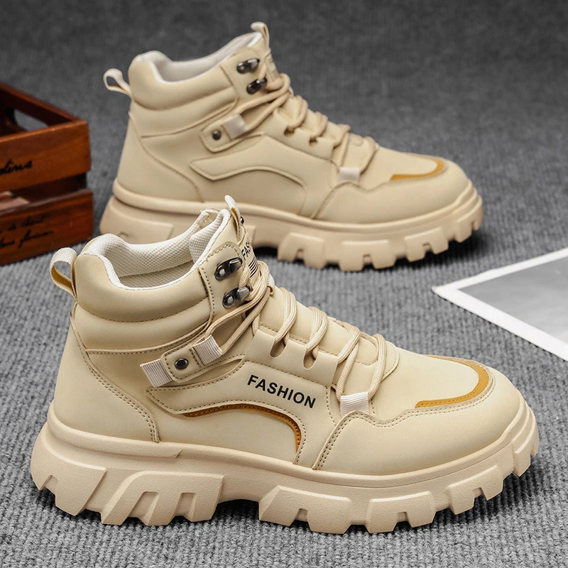 马丁靴男鞋秋季新款透气高帮工装鞋厚底防滑休闲短靴KA02