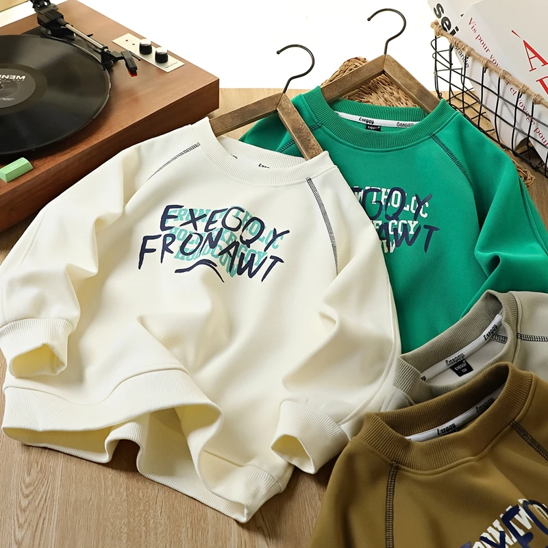 男童春秋新款字母印花卫衣中大童休闲洋气百搭圆领套头上衣潮6646