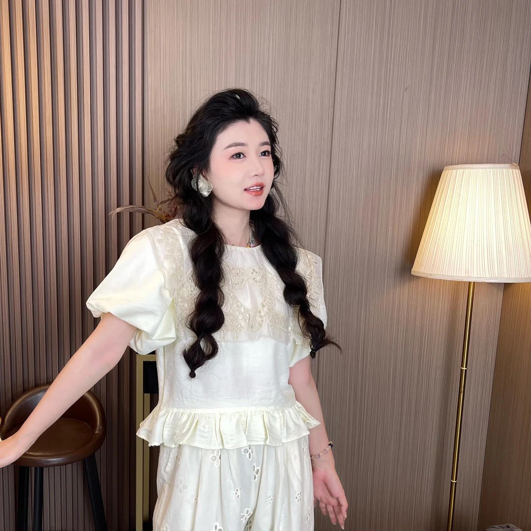 MUMU家【丘比特】设计款甜美浪漫法式上衣半袖夏季