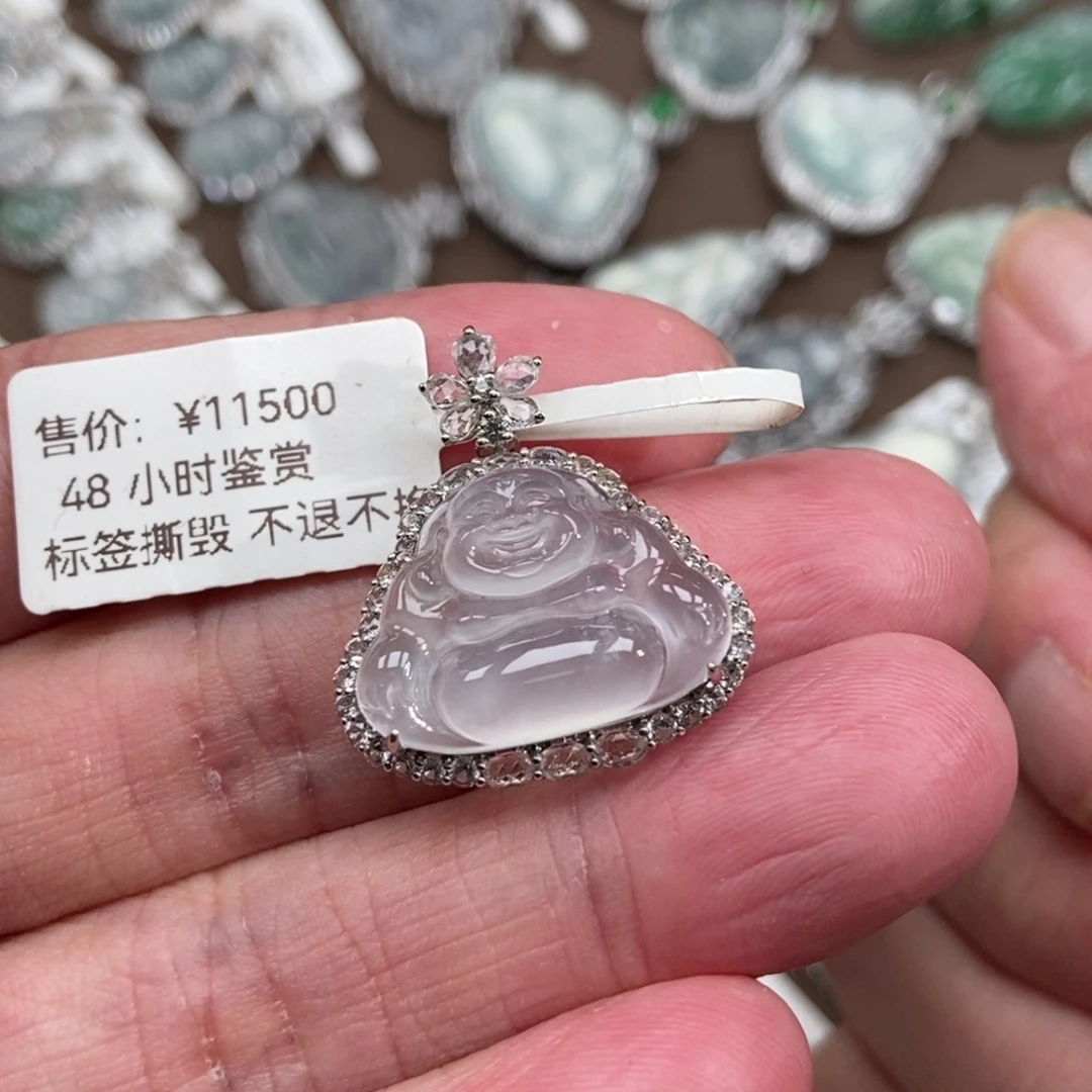 翡翠18K金镶嵌吊坠(不含链)佛公