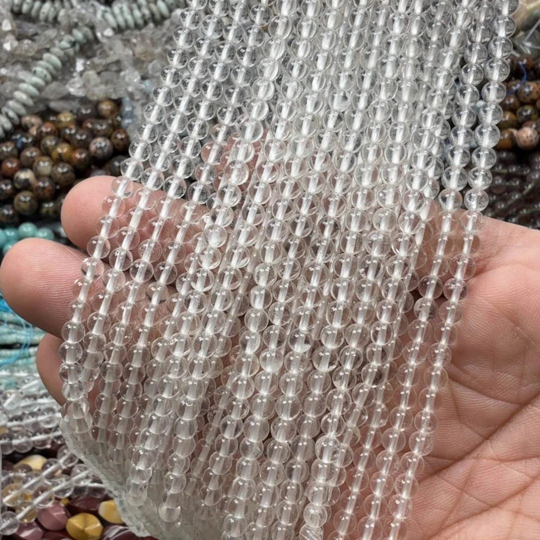 水晶珠宝半成品未镶嵌卡4白水晶一条