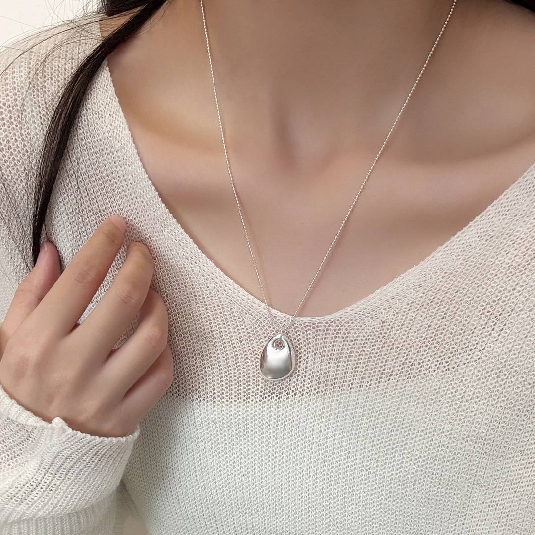 坠链均925银 银坨坨项链高级感轻奢博主同款亮面小众设计感毛衣链