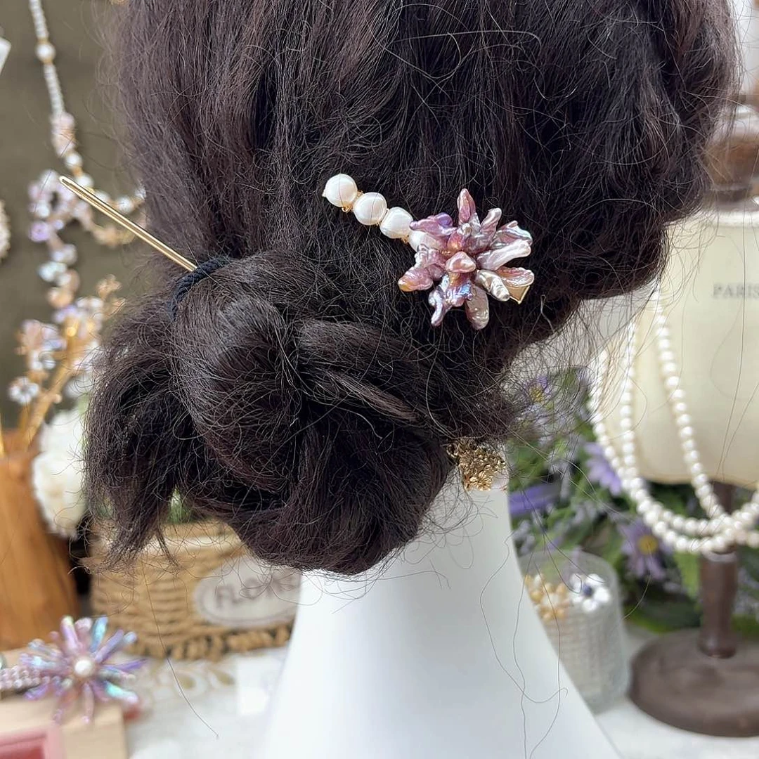 银S925镶嵌淡水珍珠发饰