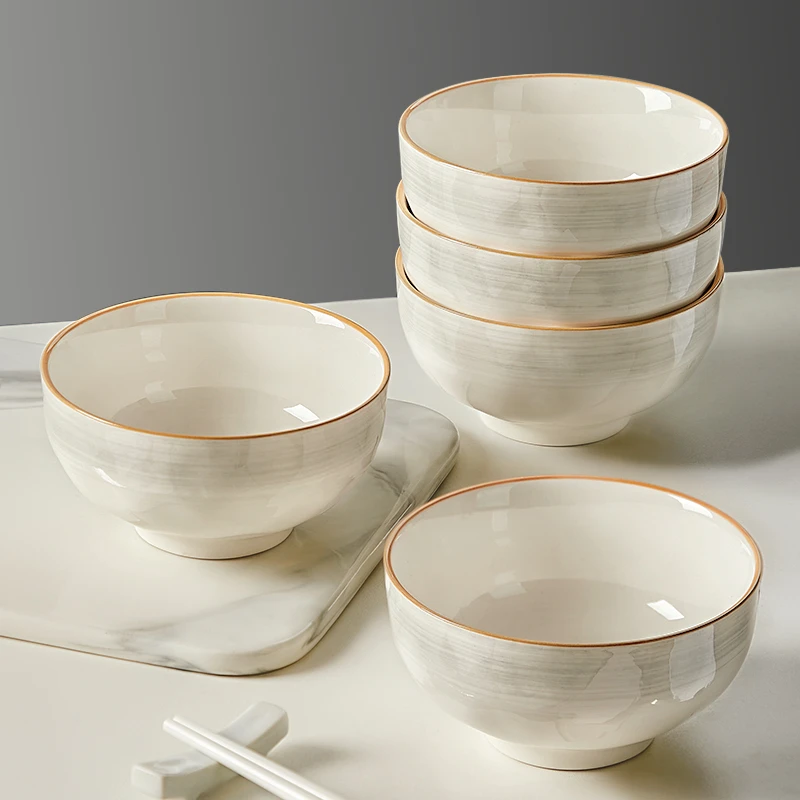 釉下彩米饭碗家用陶瓷2025新款吃饭碗高颜值餐具碗盘碟筷小碗汤碗