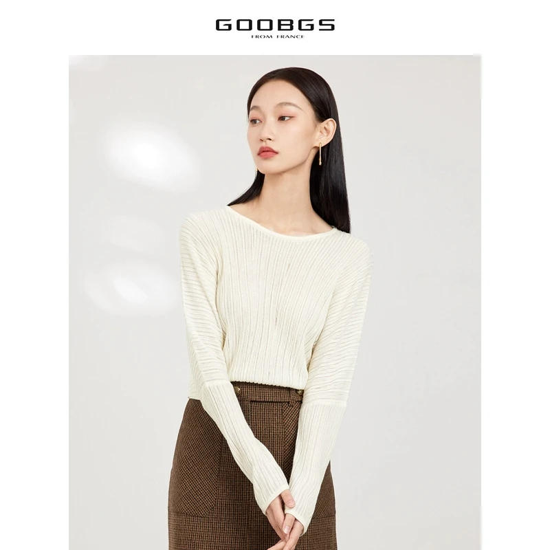 【丽姐甄选】谷邦GOOBGS 坑条纹宽松套头毛衫 G2371750