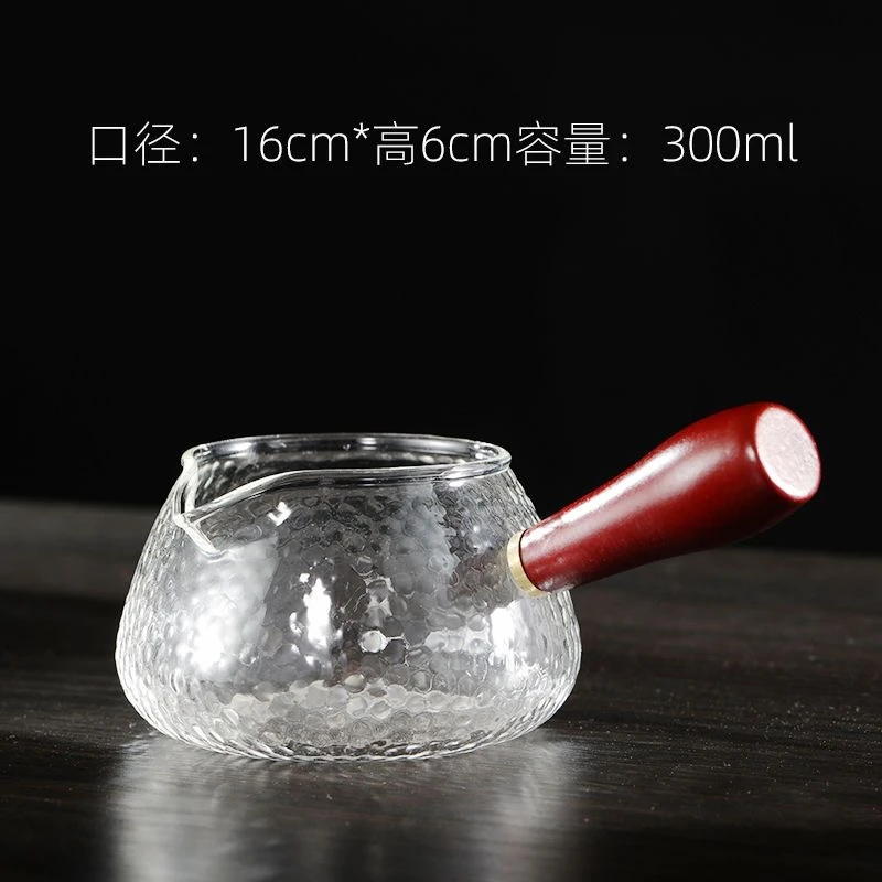 DP660BZ玻璃木柄大号公道杯高档家用分茶器描金防烫茶海陶瓷公杯