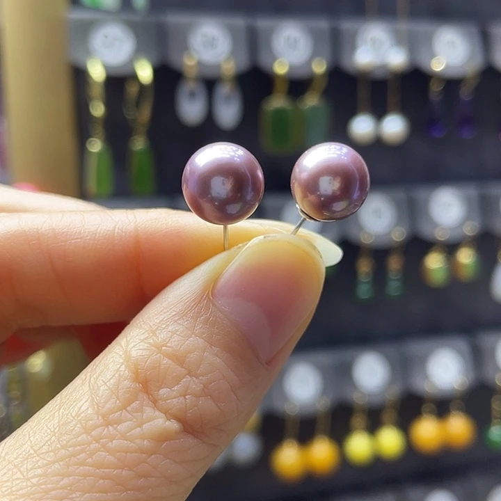 银S925镶嵌淡水珍珠耳饰