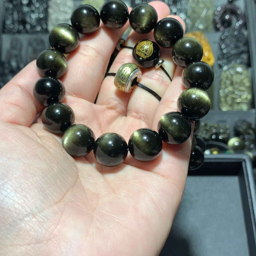黑曜岩手串未镶嵌Y****)定制