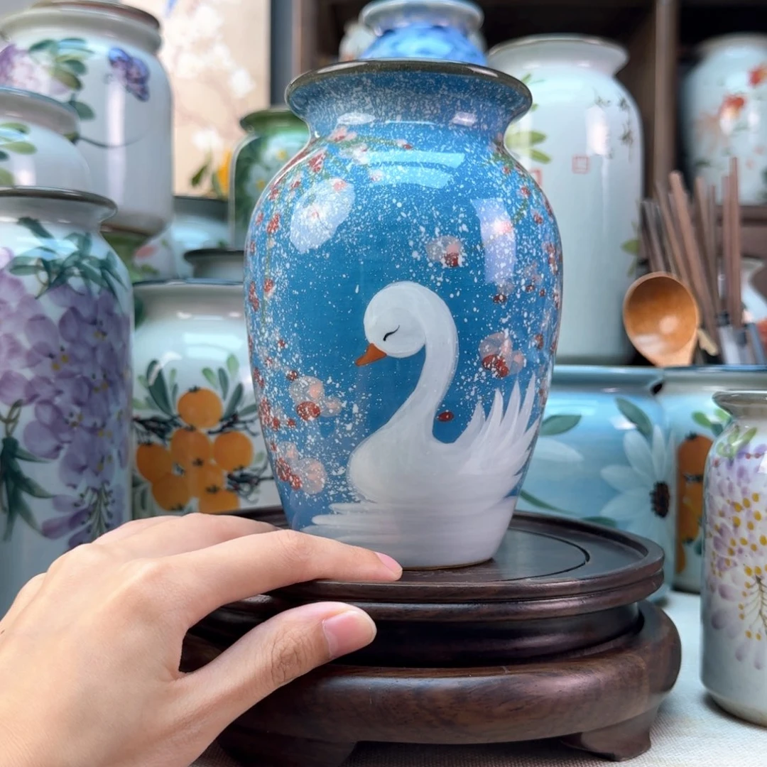 景德镇纯手绘陶瓷花瓶无孔