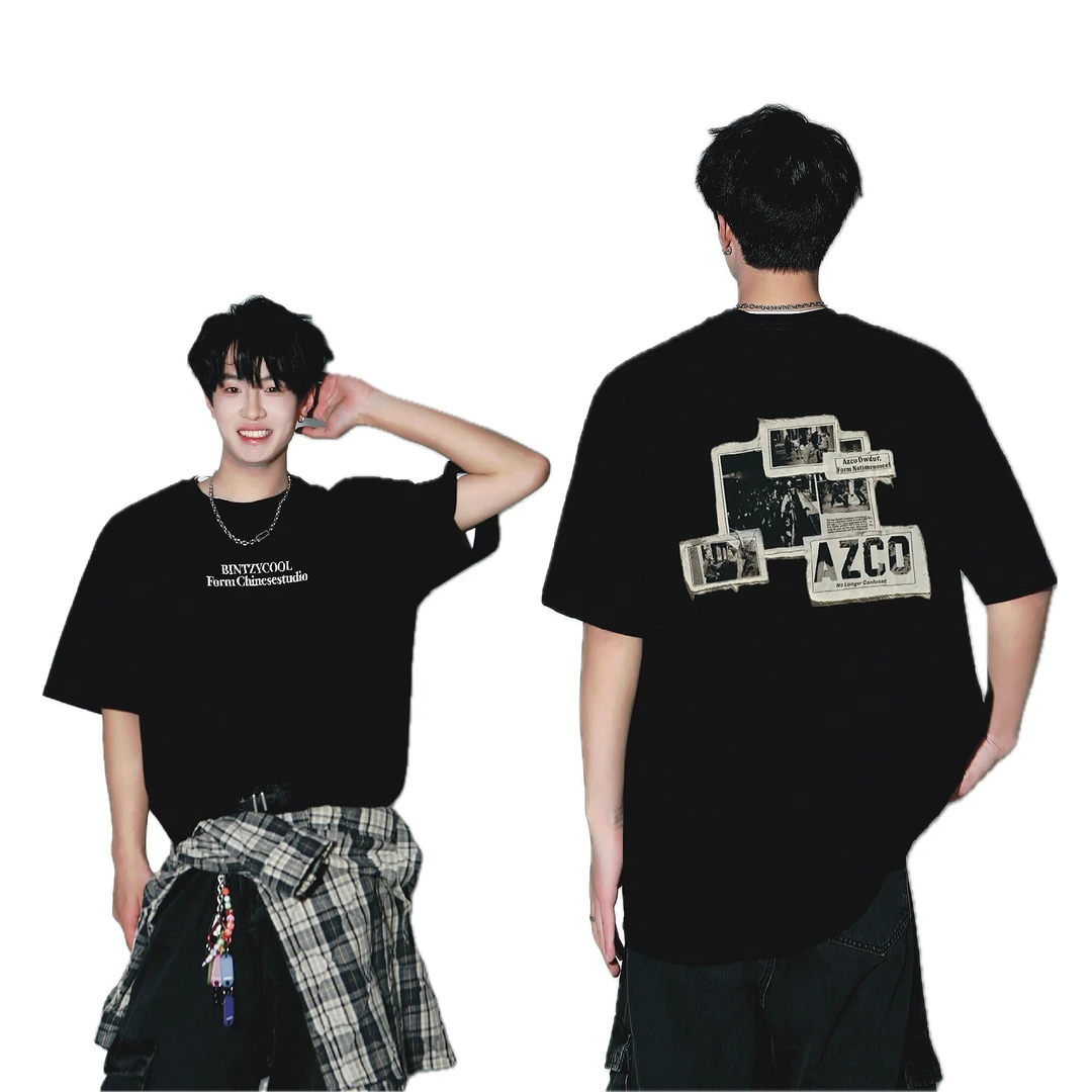 纯棉260g重磅潮流印花短袖男女设计感高街圆领T恤宽松百搭休闲