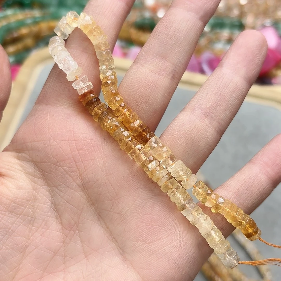 玛瑙/玉髓未镶嵌珠宝半成品卡6黄水晶直切一圈