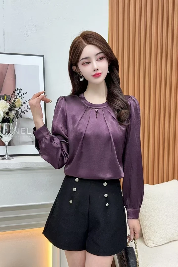 重工镂空钉珠长袖衬衫2025春季新款优雅气质时尚设计感女上衣2066