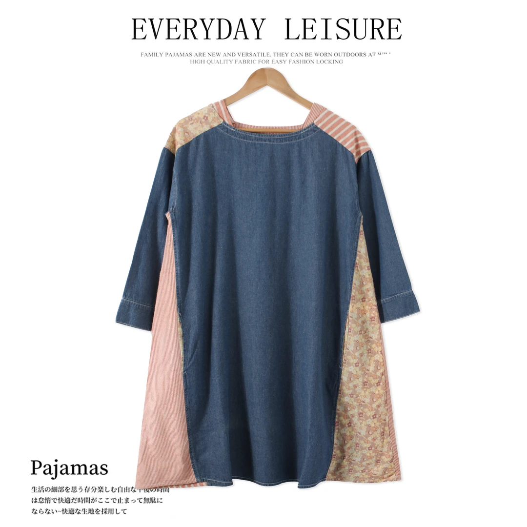 春夏季女士圆领衬衫连衣裙中长款显瘦简约01254舒适透气