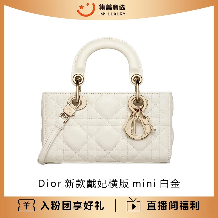99新 DIOR/迪奥 Dior新款戴妃横版mini白金时尚百搭包/JM8742