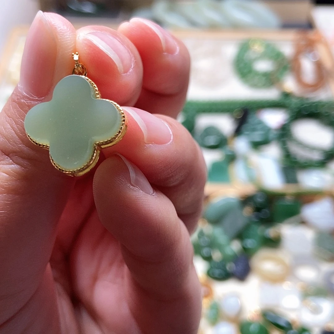 和田玉银S925镶嵌吊坠(不含链)