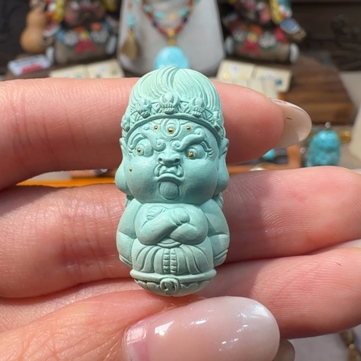 绿松石未镶嵌宝宝大黑天雕刻件