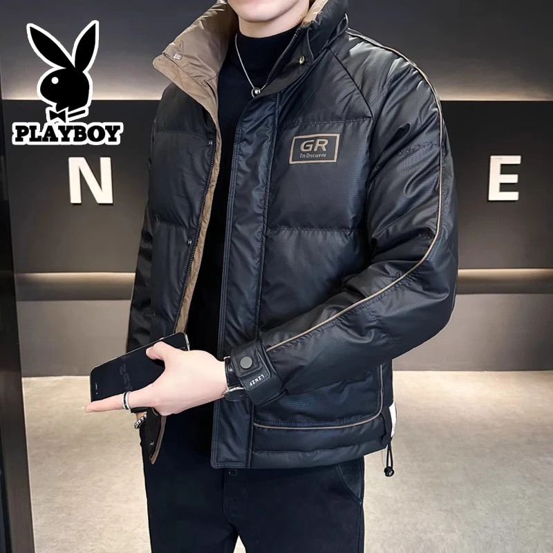 PLAYBOY/花花公子男士冬季新款鸭绒羽绒服领时尚休闲保暖百搭外套