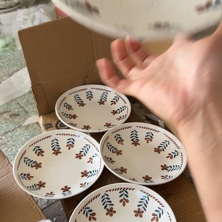 瓷片默认瑕疵商品小花3个斗笠