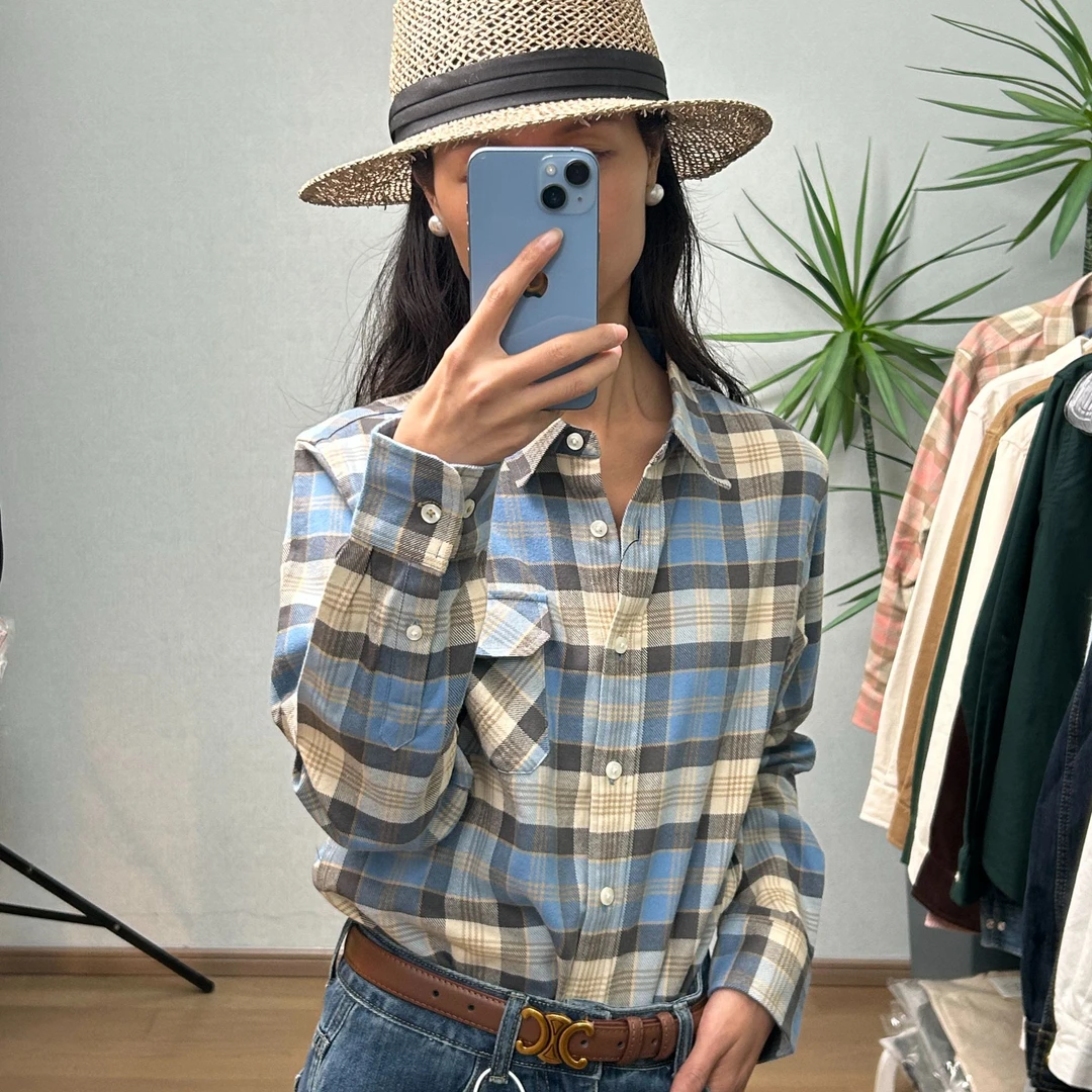 单口袋2色直筒长袖打底衬衣外套25秋冬款纯棉磨毛面料休闲衬衫