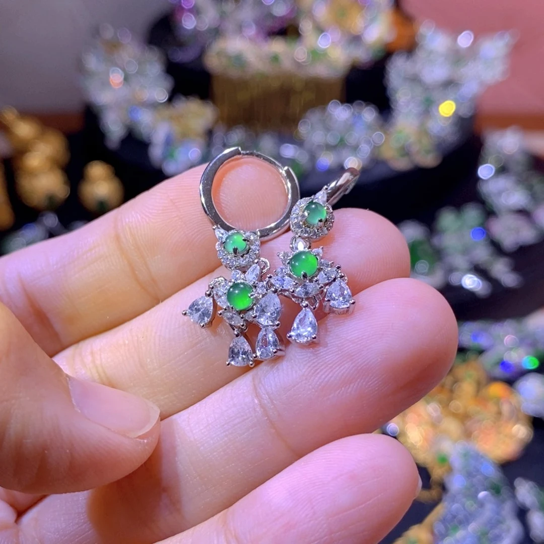 翡翠银S925镶嵌项圈天然翡翠