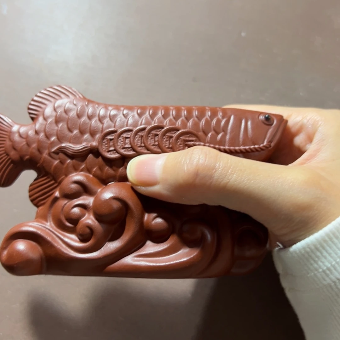 紫砂茶壶朱泥金龙鱼12