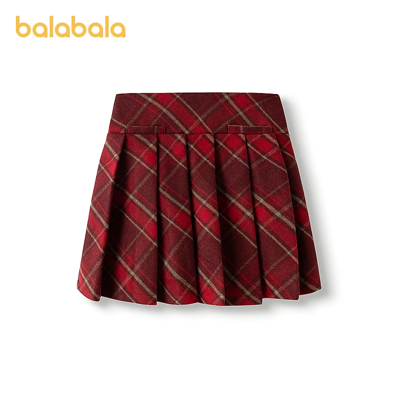 巴拉巴拉女童半身裙2025新款春装短裙儿童格纹百褶裙洋气校园甜美