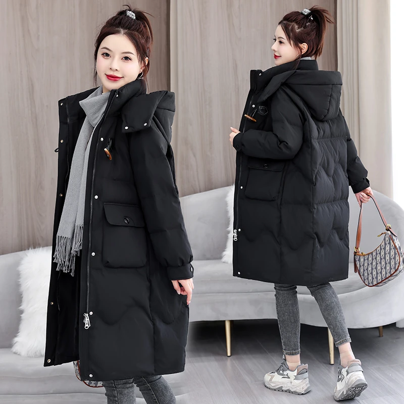 加厚棉服女中长款宽松韩版面包服女款过膝冬装外套气质服装新款潮