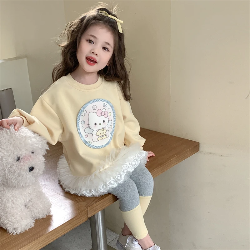 女童卫衣春秋2025新款洋气宝宝长袖公主上衣秋装网纱套头秋装新款