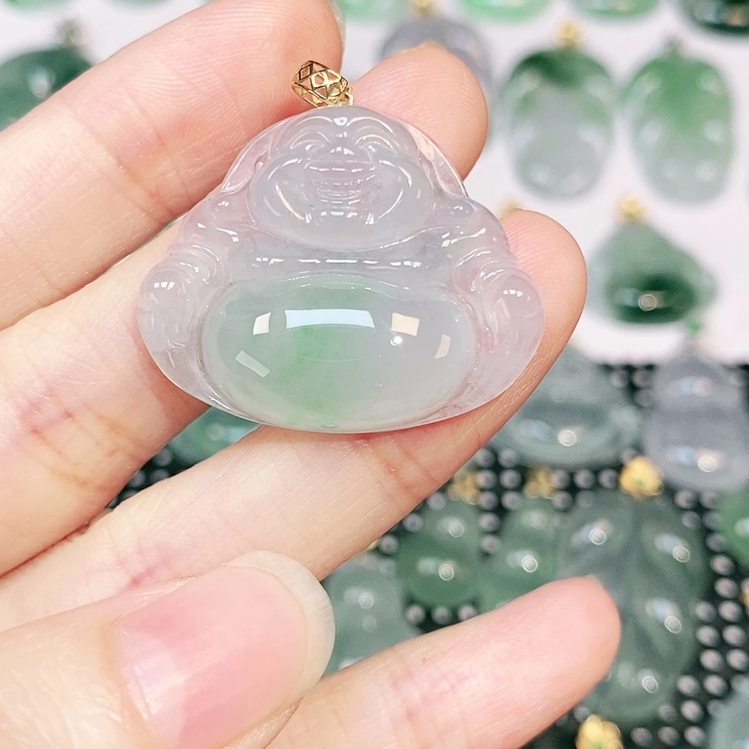 吊坠(不含链)18K金镶嵌翡翠