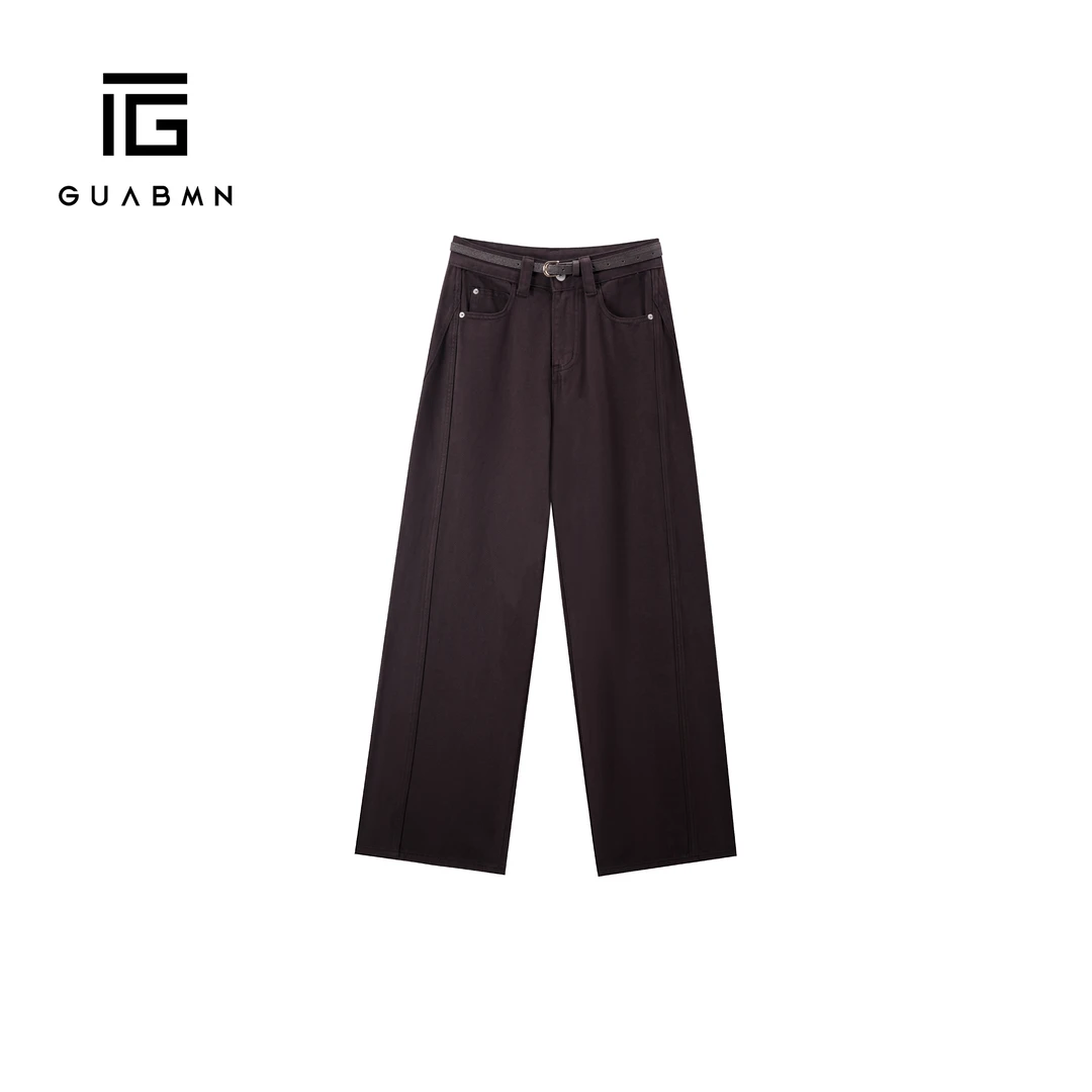 GUABMN2025秋季新款复古宽松休闲高腰显瘦长裤纯色百搭阔腿裤5812