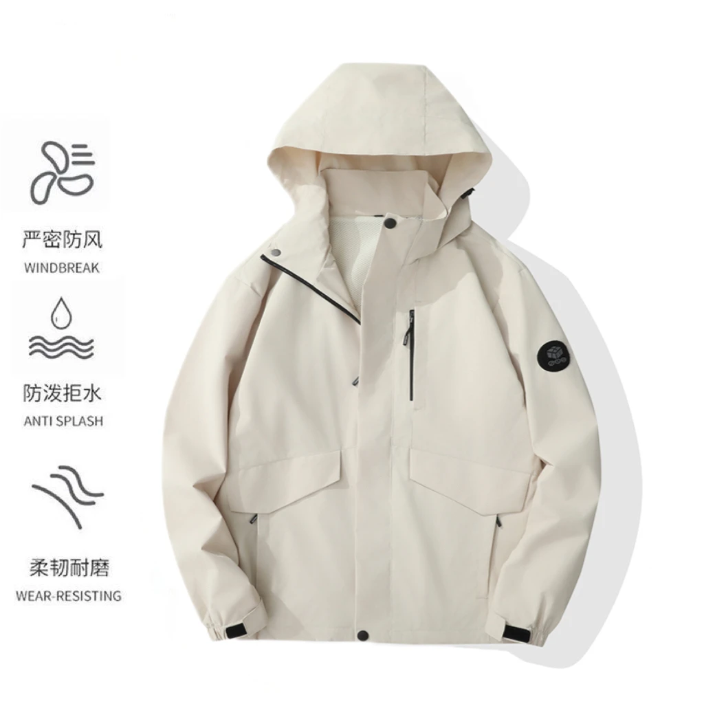 户外情侣冲锋衣可脱卸帽三防夹克登山服冲锋单外套xl5335