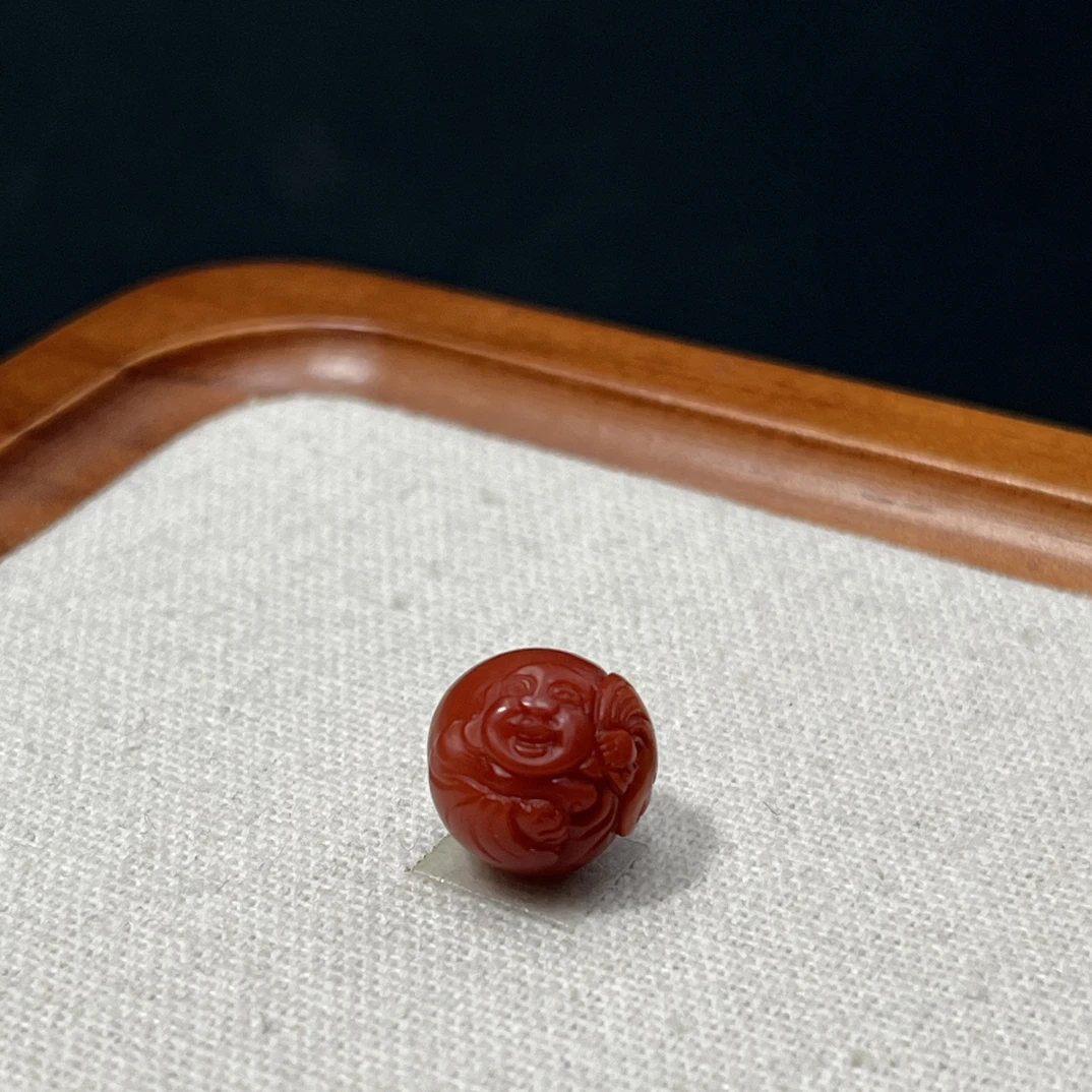 天然原矿瓦西南红雕刻珠尺寸约12毫米AC0238