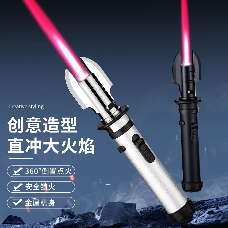 喷枪焊枪充气打火机直冲蓝焰防风网红新款户外点火枪点艾灸艾草