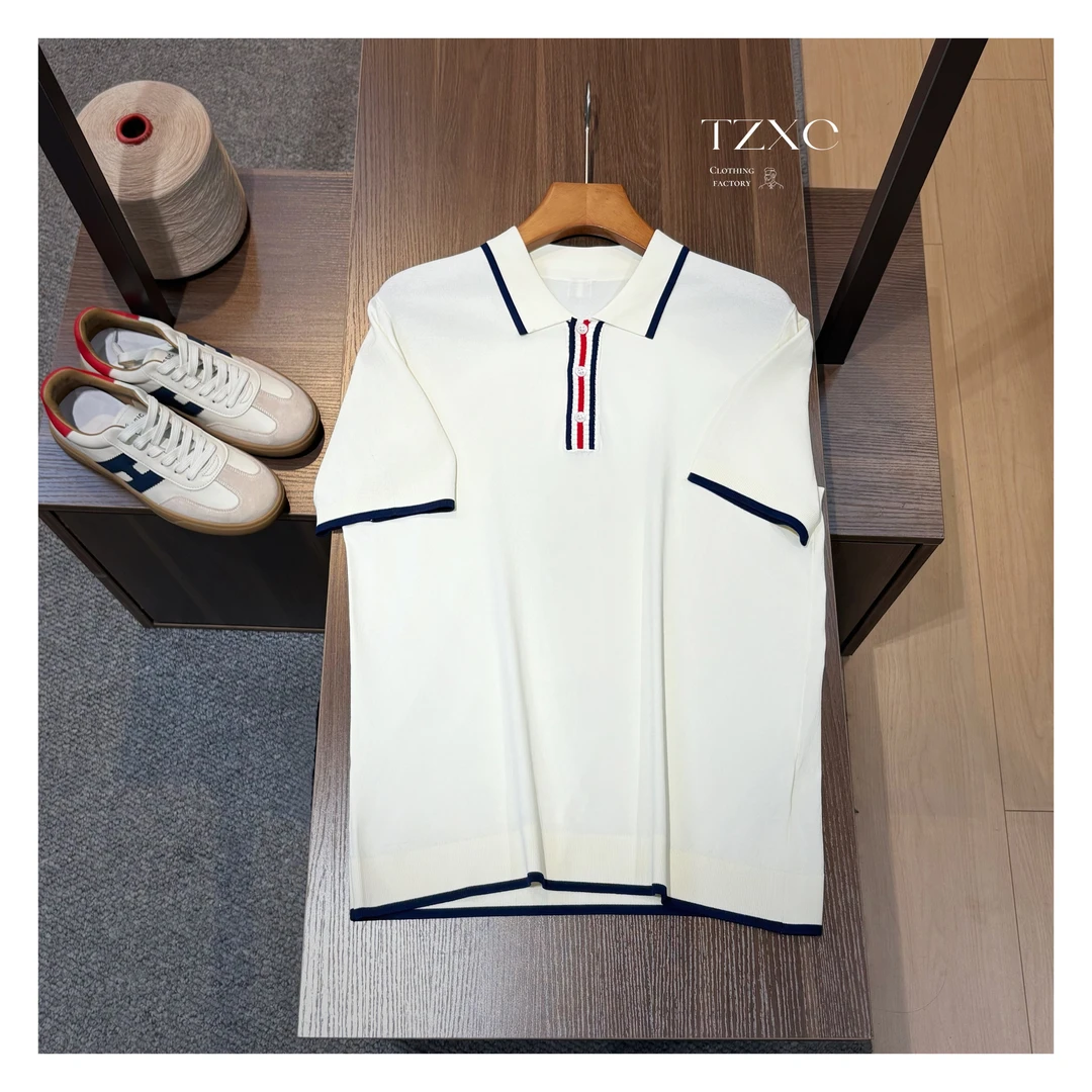 【2560-SH】高奢男装 2025年早春新款意大利雅娜针织男士POLO衫