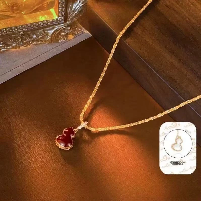 合金项链 新款红滴釉双面可戴葫芦项链配饰033