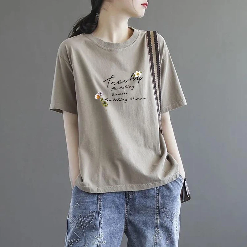 爆2023年新款夏季胖MM减龄上衣大码宽松短袖t恤女装洋气内搭打底